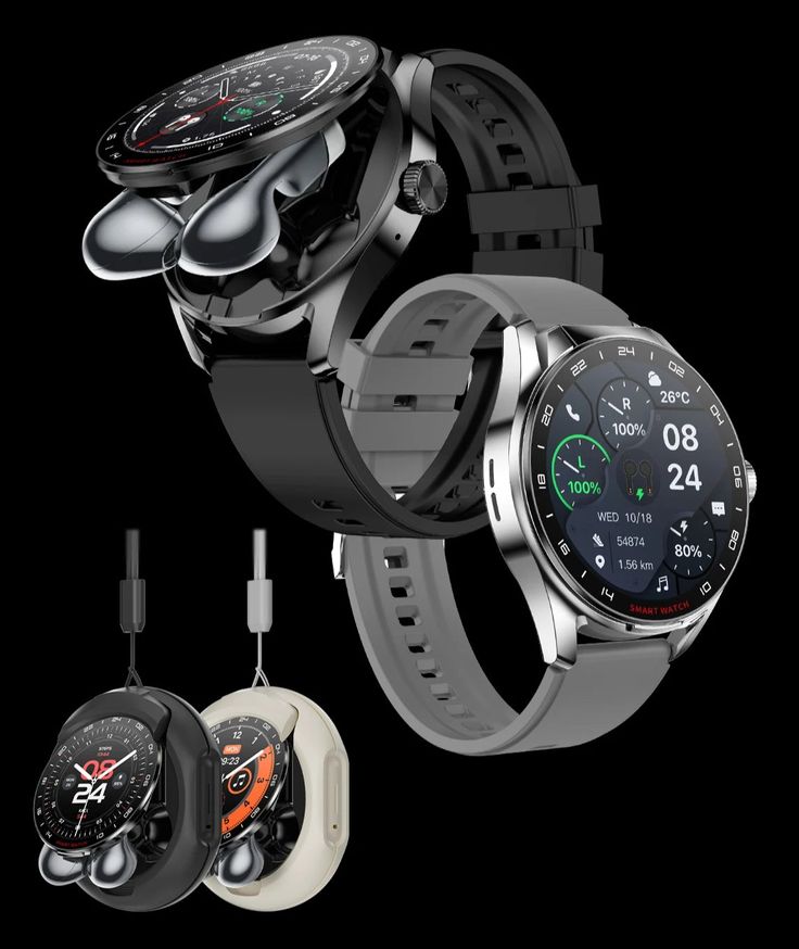 smartwatch with earbuds bluetooth calling outdoor sports tracker smart watch men women hd large